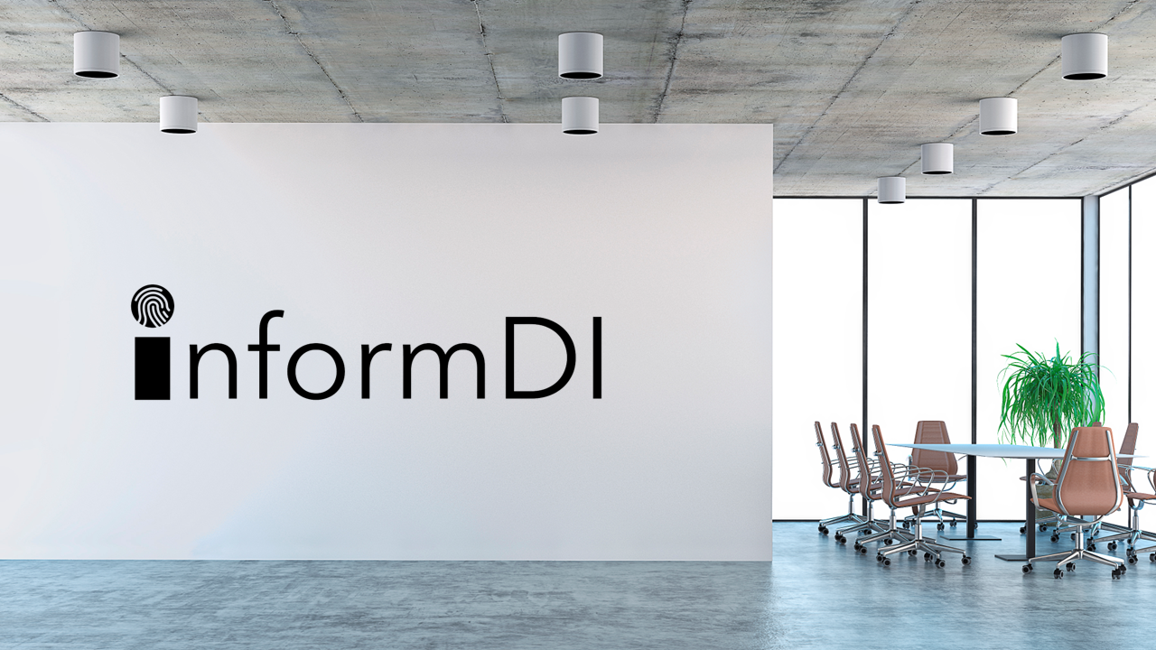 Image of InformDI logo in an office space